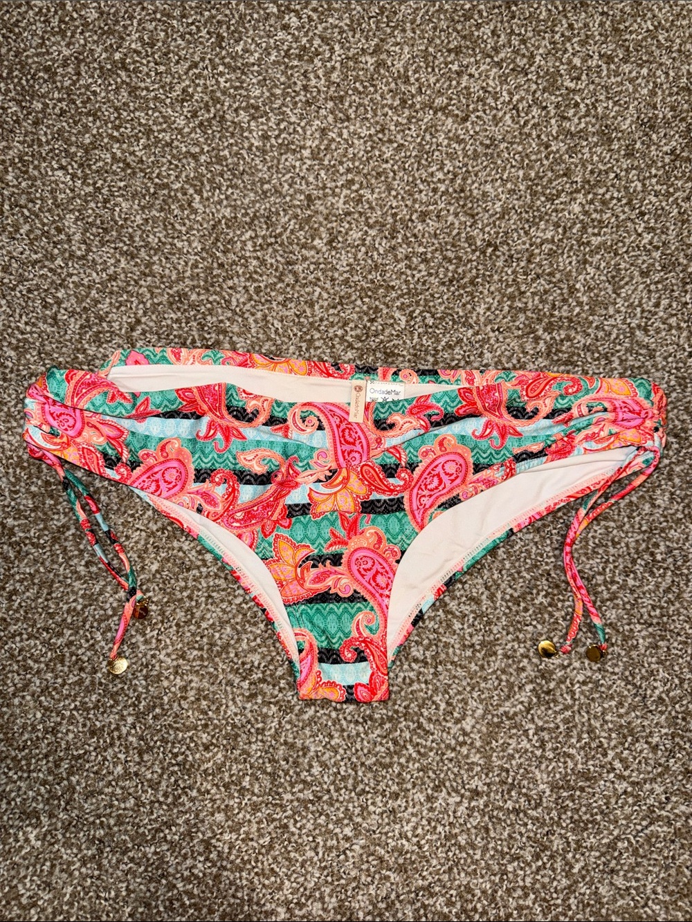 OndadeMar Pink and Teal Paisley Bikini Bottom